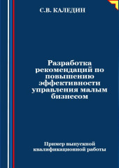 Разработка рекомендаций по повышению эффективности управления малым бизнесом — Сергей Каледин